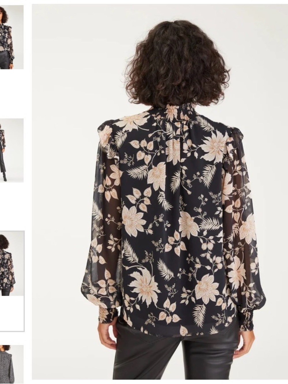Sanctuary Bold Popover Blouse Flowy Necktie Floral Long Sleeve Sheer